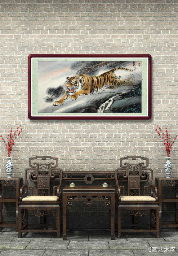 image.png 名人国画猛虎下山图 名家作品