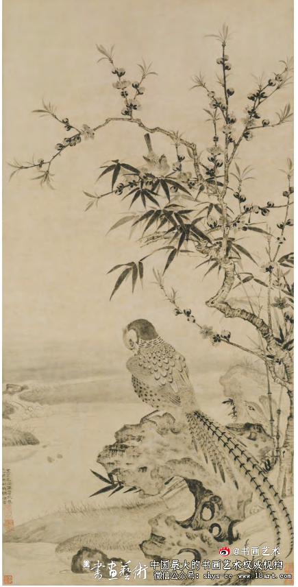 一墨分五色 无彩胜有彩·王渊《桃竹锦鸡图》 王渊 《桃竹锦鸡图》 第1张 一墨分五色 无彩胜有彩·王渊《桃竹锦鸡图》 王渊 《桃竹锦鸡图》 第1张